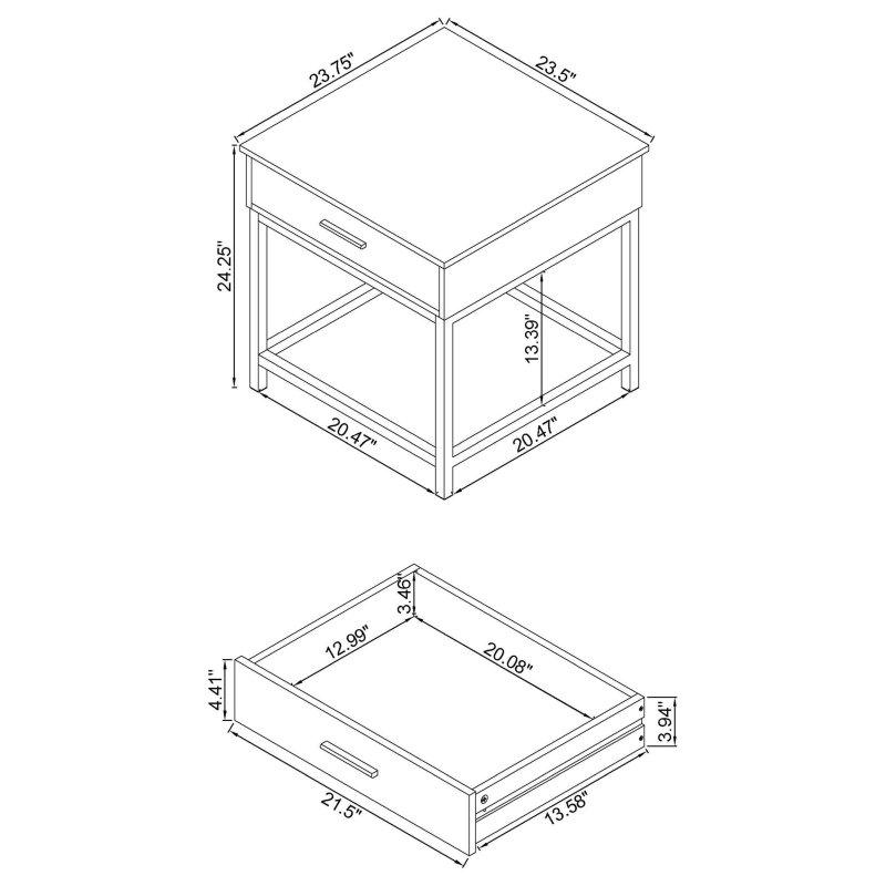 Kahverengi Meşe MDF Siyah Metal Asansörlü Gizli Bölmeli Akıllı Sehpa Seti - 121 cm - 253857