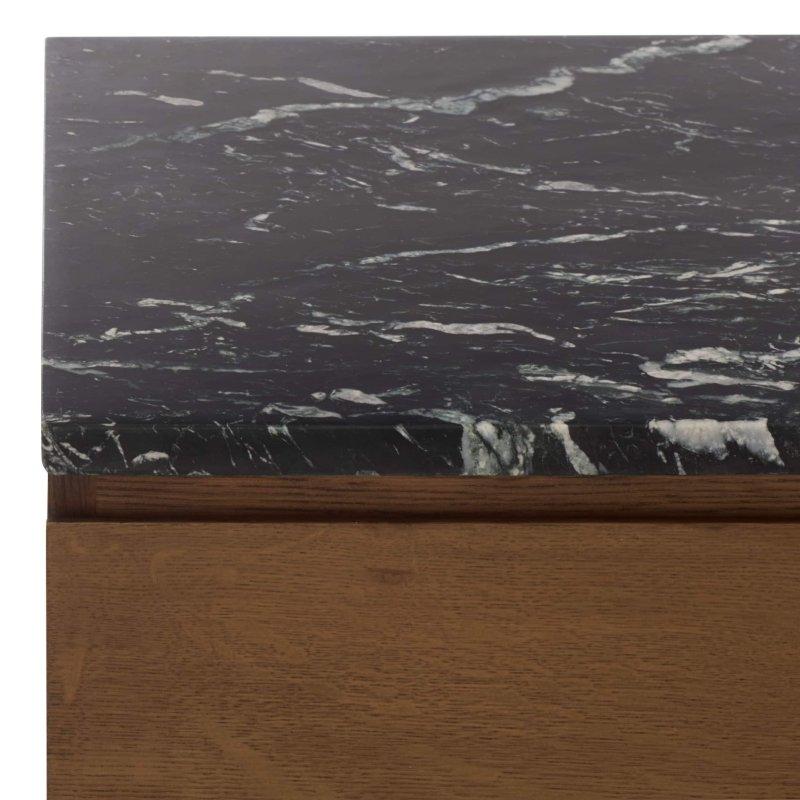 Kahverengi Meşe Mermer Tablalı 4 Çekmeceli Yatay Şifonyer - 138x56x72 cm - 310776