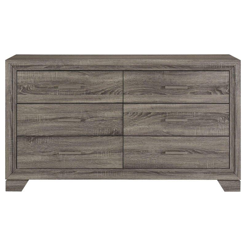 Kahverengi Meşe Metal Kulplu 6 Çekmeceli Şifonyer - 149x88 cm - 301388