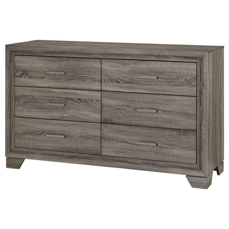 Kahverengi Meşe Metal Kulplu 6 Çekmeceli Şifonyer - 149x88 cm - 301388