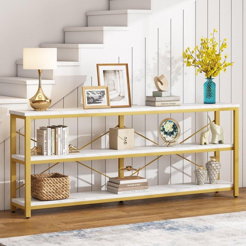 Kahverengi Metal 3 Raflı X-Çerçeveli Ekstra Uzun Dresuar - 180 cm - 332251