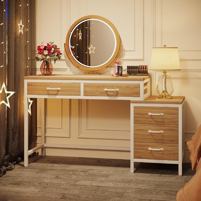 Kahverengi Metal Ayaklı 5 Çekmeceli Yönü Değiştirilebilir Şifonyer - 100 cm - 297166