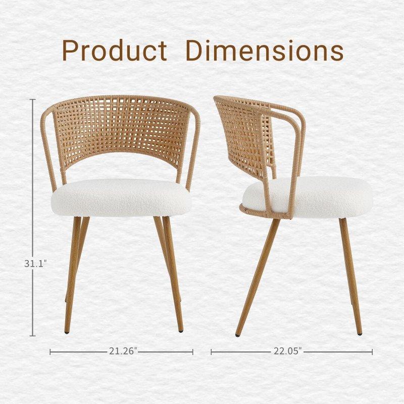 Kahverengi Metal Ayaklı Kanat Sırtlı 2li Set Rattan Sandalye - 252629