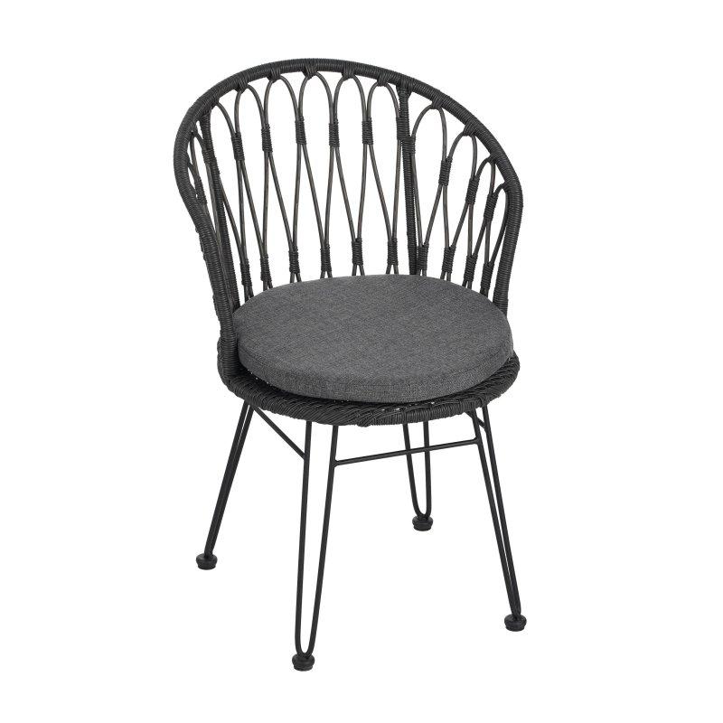 Kahverengi Metal Ayaklı Minderli 2li Set Dış Mekan Rattan Sandalye - 252342
