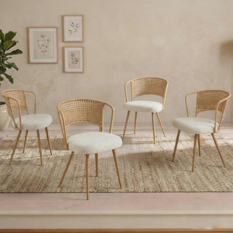 Kahverengi Metal Ayaklı Sünger Dolgulu Kanat Sırtlı 4lü Set Rattan Sandalye - 252324 Kahverengi Metal Ayaklı Sünger Dolgulu Kanat Sırtlı 4lü Set Rattan Sandalye - 252324