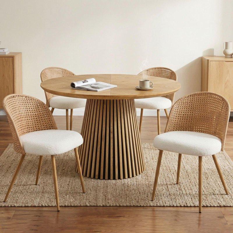 Kahverengi Metal Ayaklı Sünger Minderli 4lü Set Rattan Sandalye - 251580