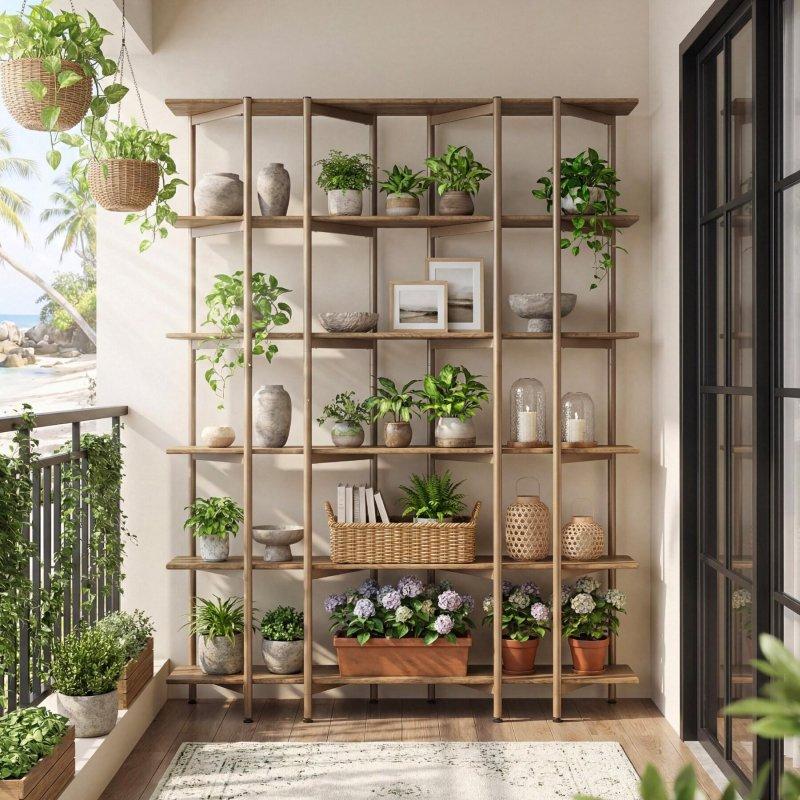 Kahverengi Metal Çerçeveli MDF 6 Raflı Geniş Kitaplık - 140 cm - 320432