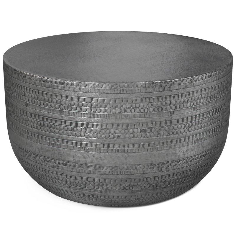 Kahverengi Metal El İşçiliği Dokulu Yuvarlak Orta Sehpa - 75 cm - 241478