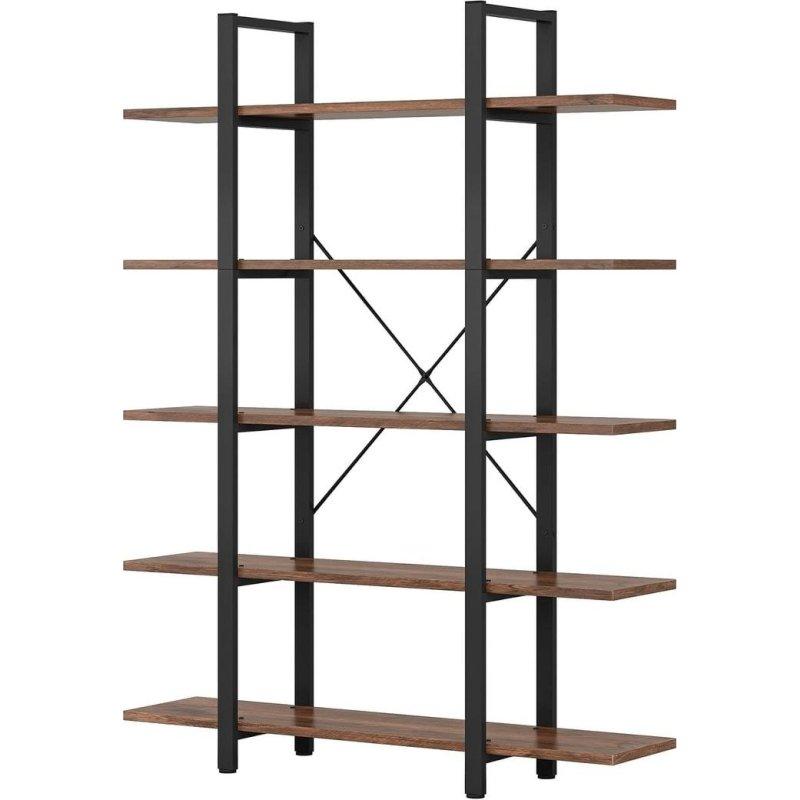 Kahverengi Metal ve Ahşap 5 Raflı Kitaplık - 178x120 cm - 314403