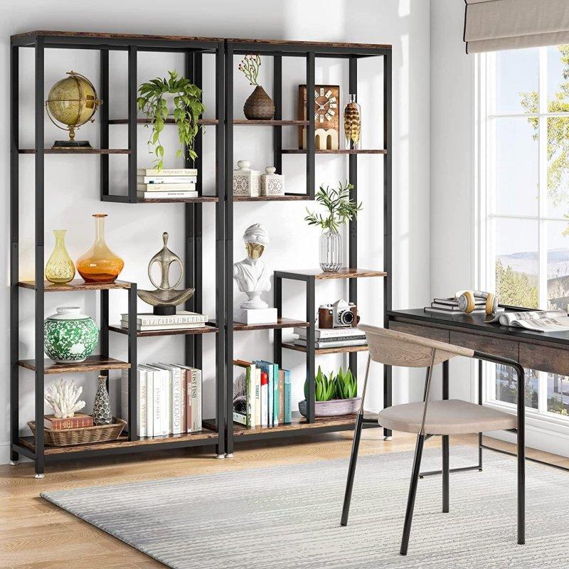 Kahverengi Metal ve MDF 8 Raflı Endüstriyel Kitaplık - 81x176 cm - 319898