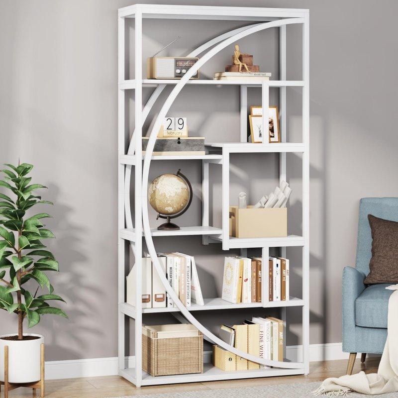 Kahverengi Metal ve MDF Geometrik Tasarımlı 5 Katlı Kitaplık - 81x180 cm - 318778