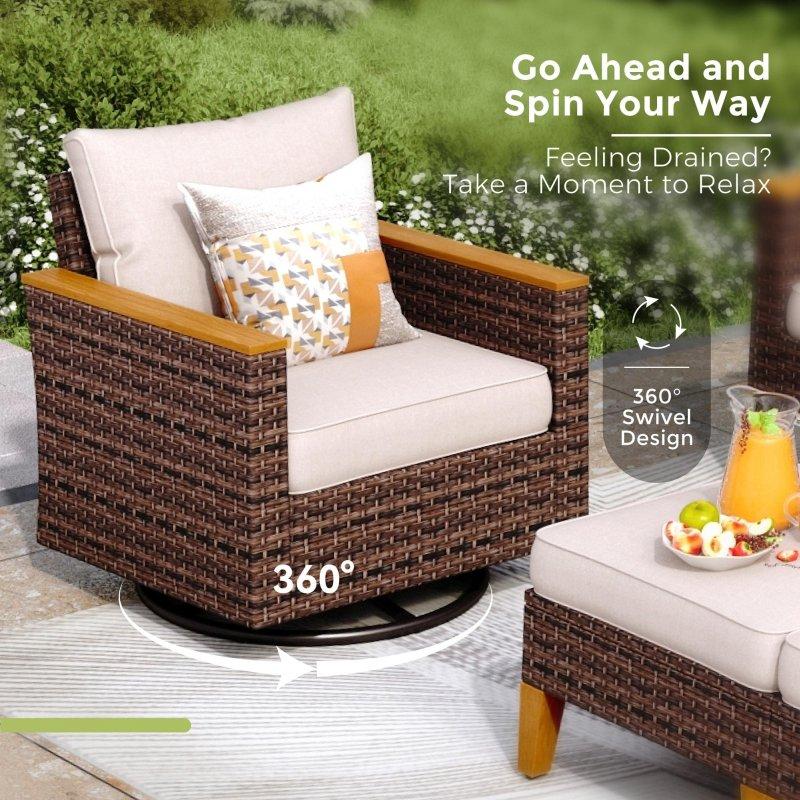 Kahverengi Metal ve Rattan Ateş Çukurlu Modüler Bahçe Takımı - 269599