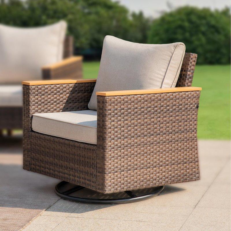 Kahverengi Metal ve Rattan Ateş Çukurlu Modüler Bahçe Takımı - 269599