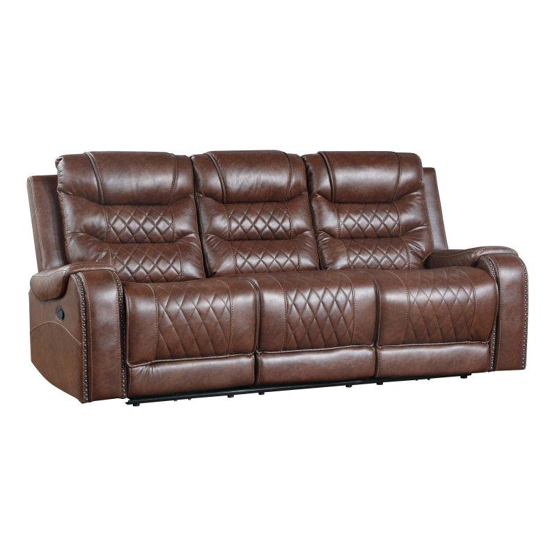 Kahverengi Mikrofiber Süet Zımba Detaylı USB Portlu İkili Mekanizmalı Bohem Koltuk - 220x96x103 cm - 282178