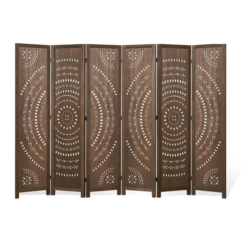Kahverengi Paulownia Ahşap Ayaklı Katlanır Paravan -170x40x11 cm - 321775