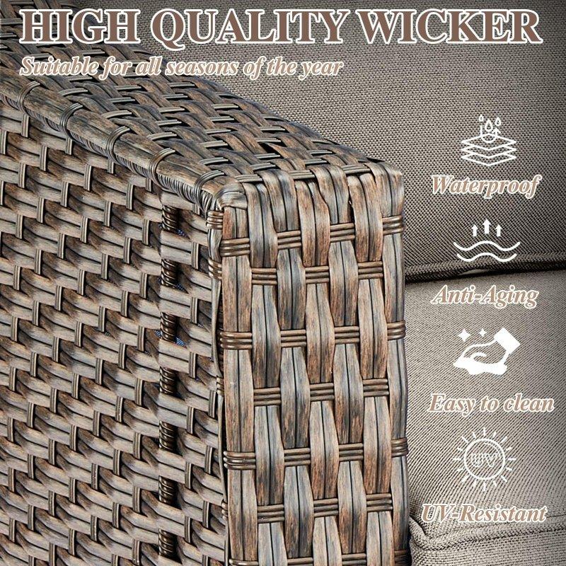 Kahverengi PE Rattan Dönebilen Sandalyeli Minderli Bahçe Takımı - 188 cm - 272650