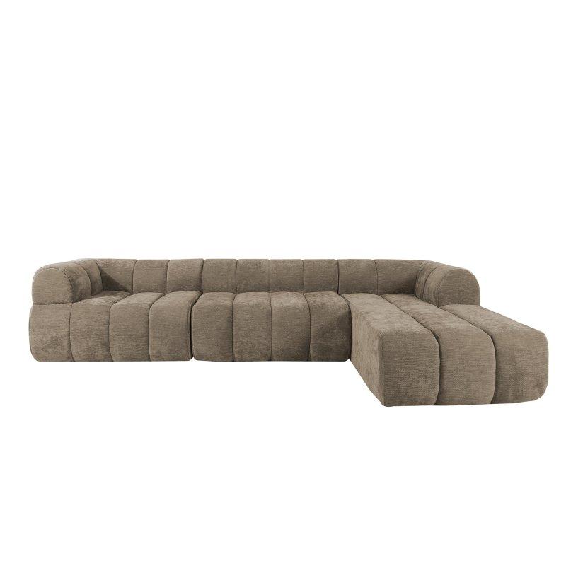 Kahverengi Polyester Kumaş Sağ Köşe Şezlonglu Köşe Koltuk - 310 cm - 256612