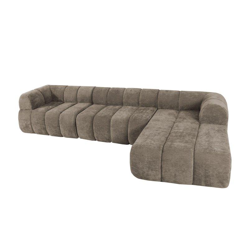 Kahverengi Polyester Kumaş Sağ Köşe Şezlonglu Köşe Koltuk - 310 cm - 256612