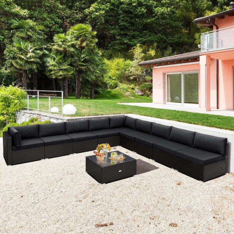 Kahverengi Rattan 10 Parça Modüler Bahçe Takımı - 274459
