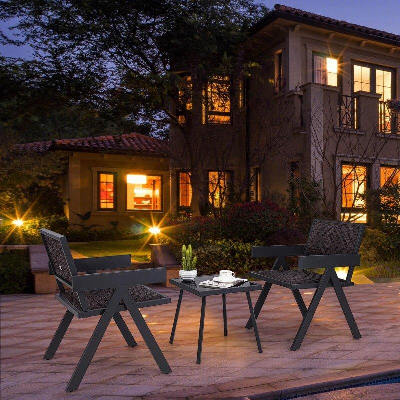 Kahverengi Rattan 3 Parça Hızlı Kuruyan Minderli Bahçe Takımı - 268138