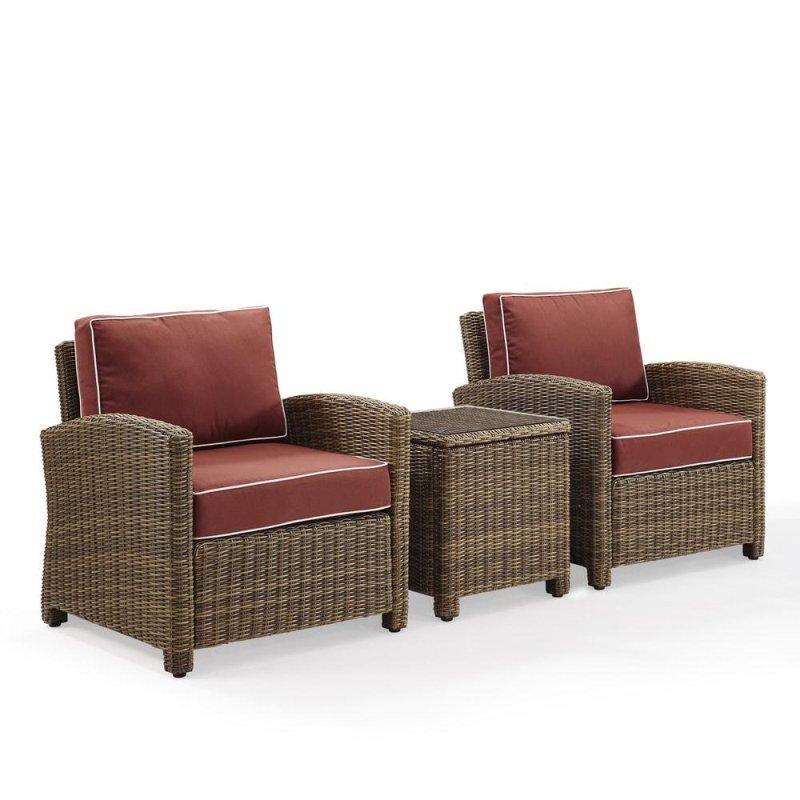 Kahverengi Rattan 3 Parça Minderli Bahçe Takımı - 270247