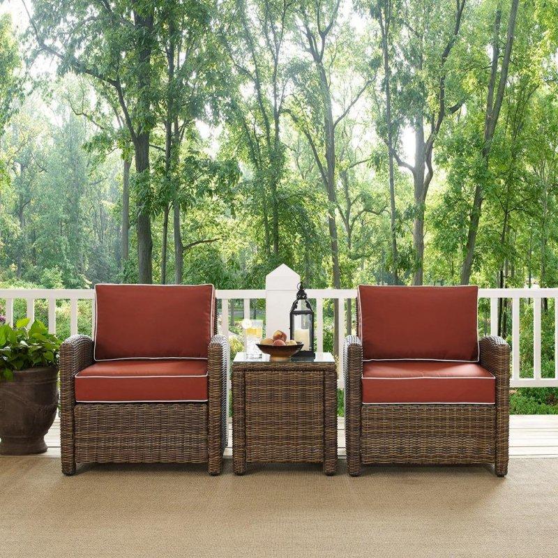 Kahverengi Rattan 3 Parça Minderli Bahçe Takımı - 270247
