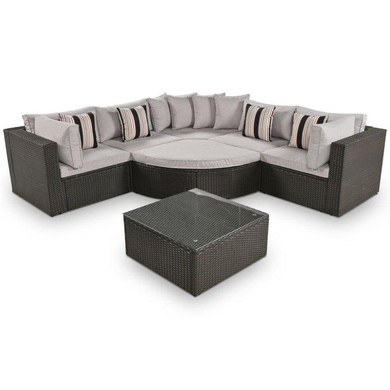 Kahverengi Rattan 7 Parça Minderli Suya Dayanıklı Bahçe Takımı - 276553