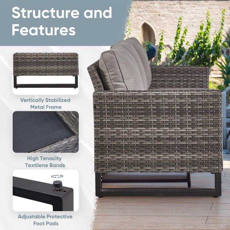 Kahverengi Rattan Ateş Çukurlu Dönerli Sallanır Koltuklu Bahçe Takımı - 270355