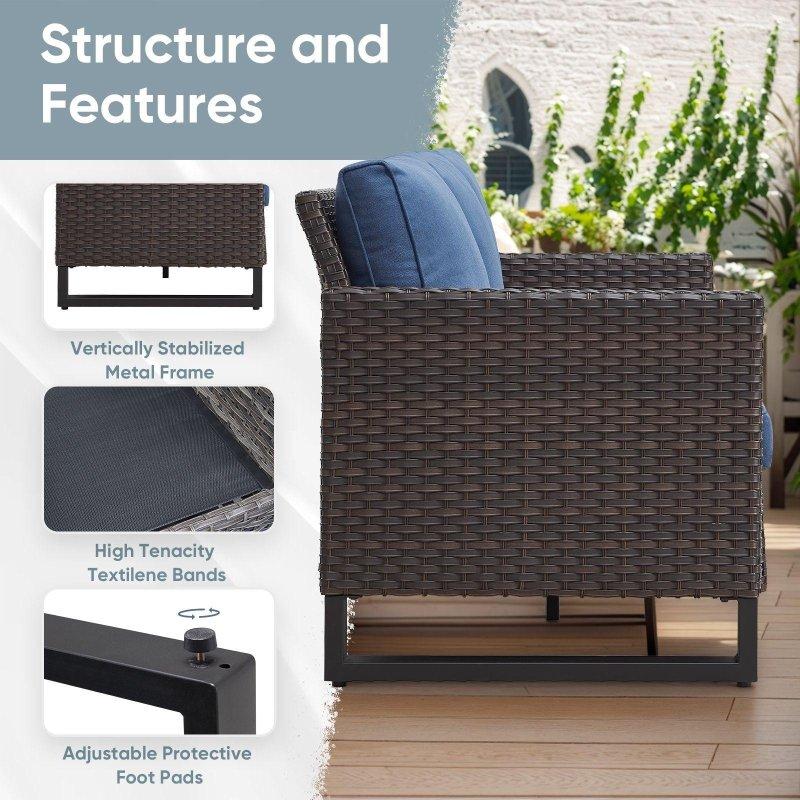 Kahverengi Rattan Ateş Çukurlu Minderli Bahçe Takımı - 271803