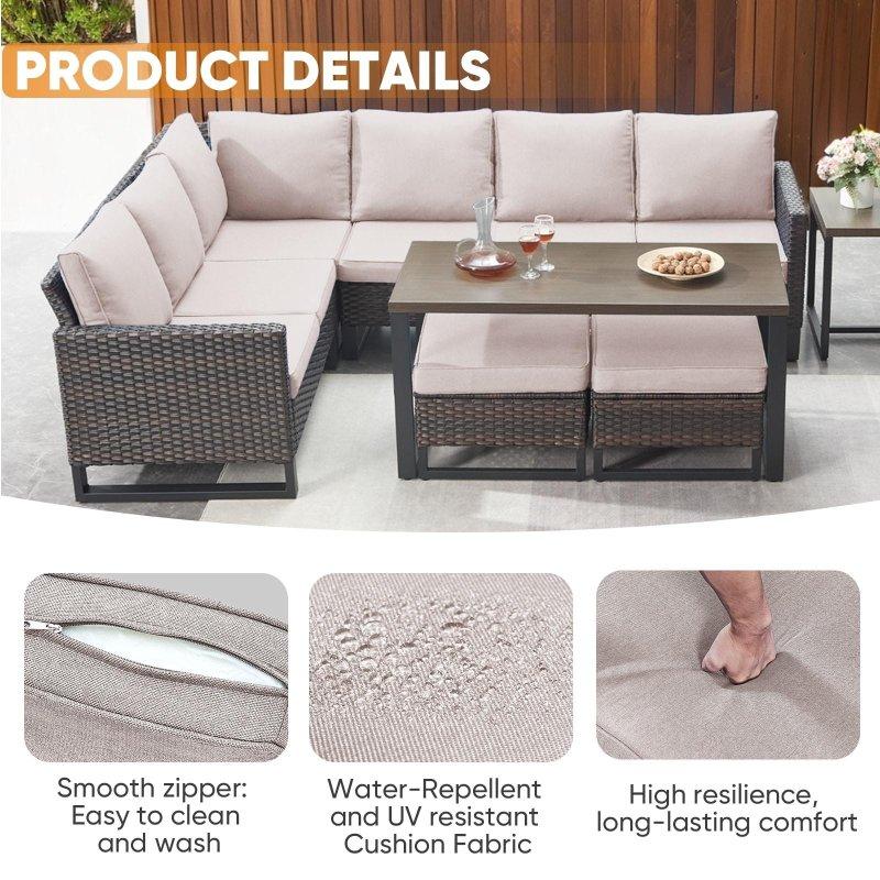 Kahverengi Rattan Ateş Çukurlu Modüler Bahçe Takımı - 271756