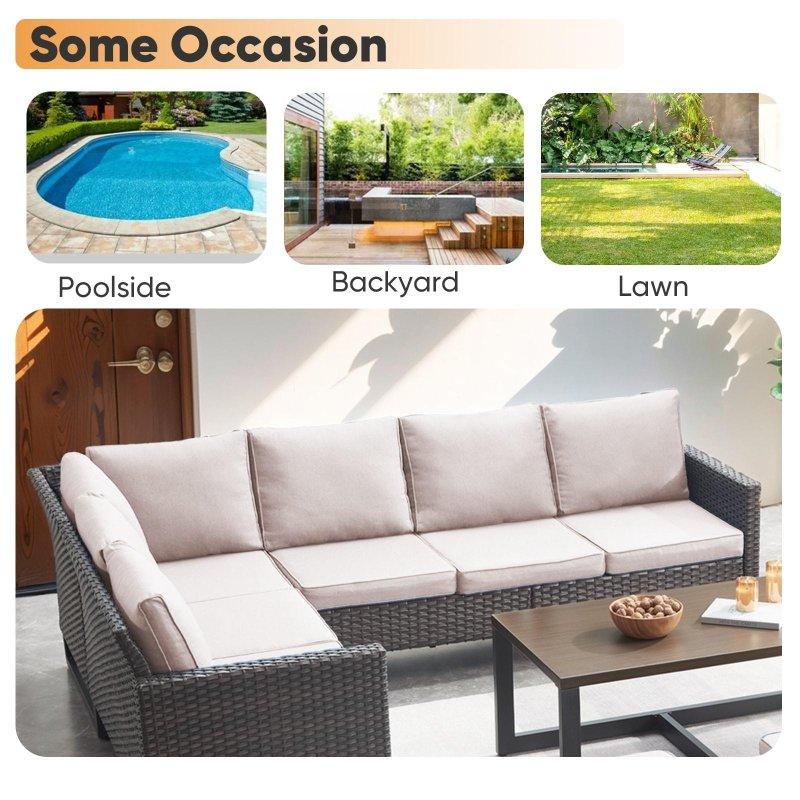 Kahverengi Rattan Ateş Çukurlu Modüler Bahçe Takımı - 271756