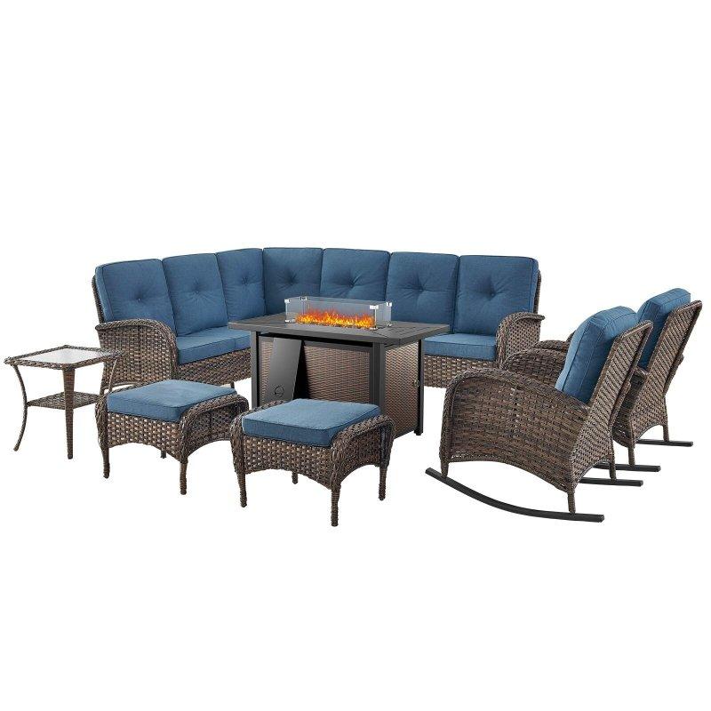 Kahverengi Rattan Ateş Çukurlu Modüler Bahçe Takımı - 273158
