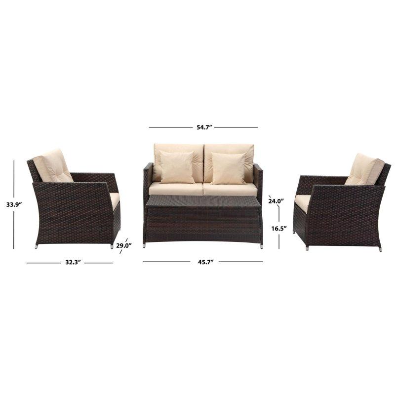 Kahverengi Rattan Bej Kapitoneli Minderli 4 Parça Bahçe Takımı - 272037