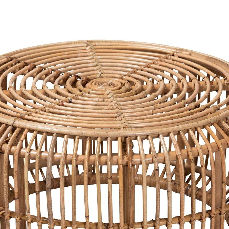 Kahverengi Rattan Bohem Tasarım Yuvarlak Orta Sehpa - 77x39 cm - 241545