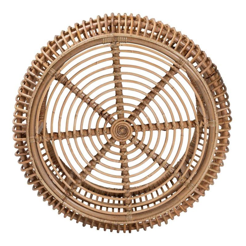Kahverengi Rattan Bohem Tasarım Yuvarlak Orta Sehpa - 77x39 cm - 241545