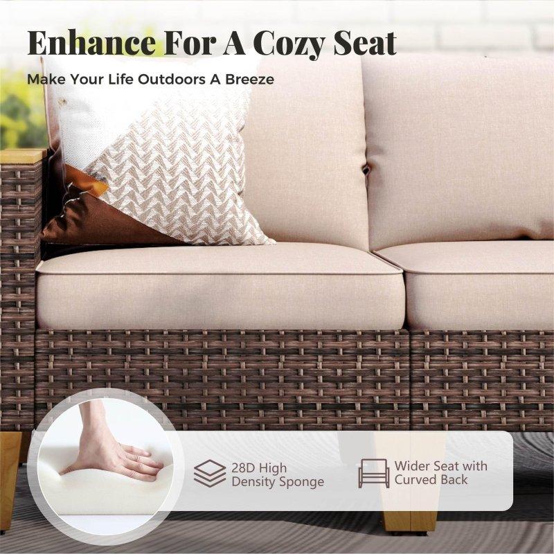 Kahverengi Rattan Çelik Ateş Çukurlu Modüler Bahçe Takımı - 268388