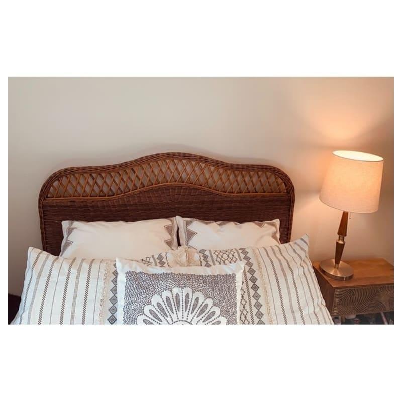 Kahverengi Rattan Dokuma Ahşap Yatak Başlığı - 141 cm - 334700