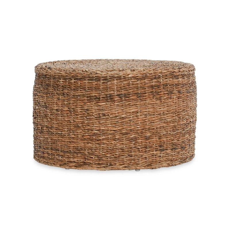 Kahverengi Rattan El Dokuması Tambur Tasarım Yuvarlak Orta Sehpa - 82x46 cm - 242995