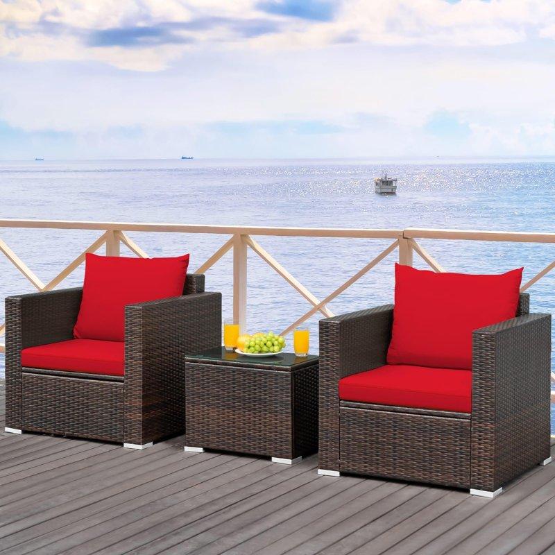 Kahverengi Rattan Minderli 3 Parça Bahçe Takımı - 274606