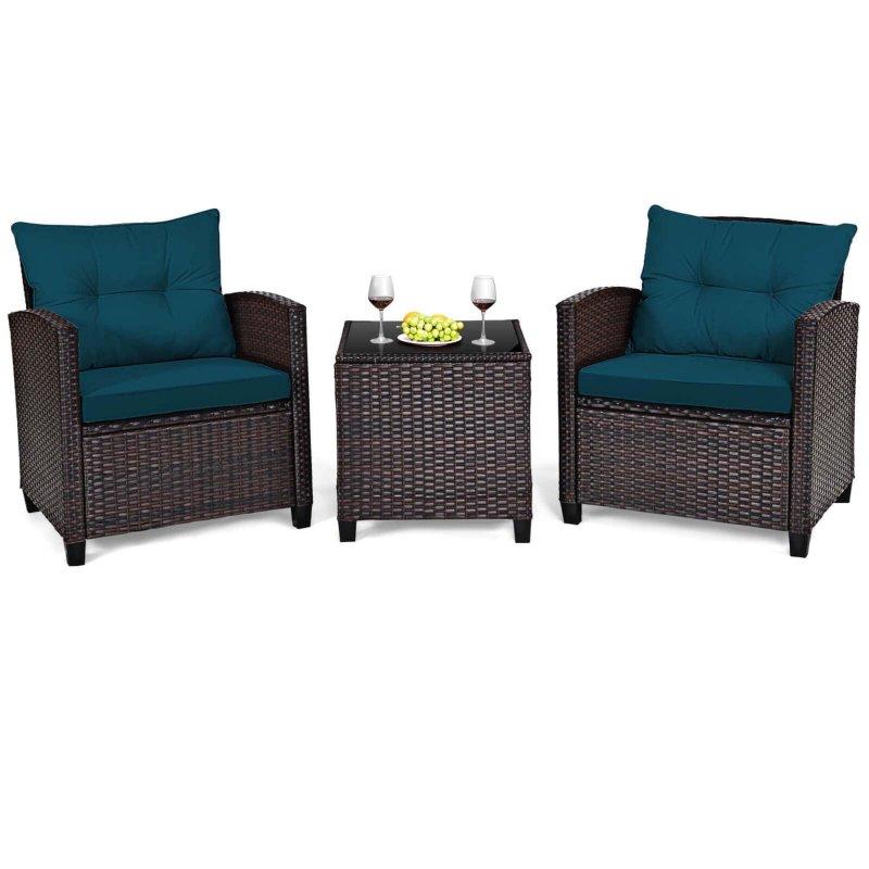 Kahverengi Rattan Minderli 3 Parça Bahçe Takımı - 276028