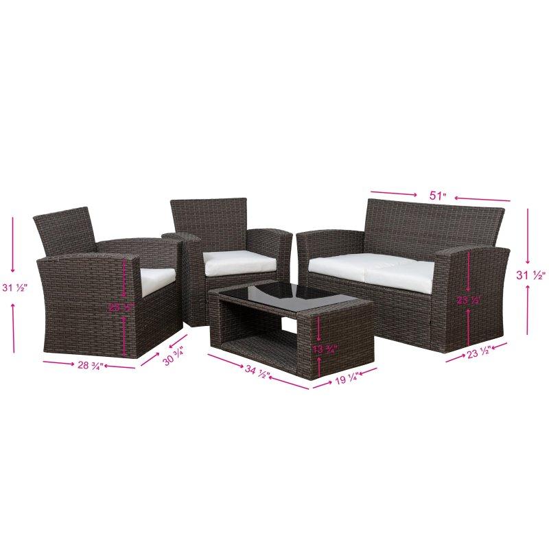 Kahverengi Rattan Minderli 4 Parça Bahçe Takımı - 273062