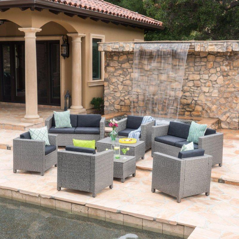 Kahverengi Rattan Minderli 8 Parça Bahçe Takımı - 267664