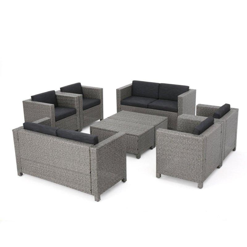 Kahverengi Rattan Minderli 8 Parça Bahçe Takımı - 267664