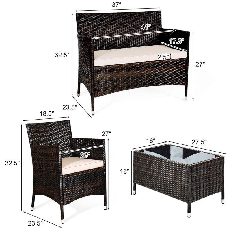 Kahverengi Rattan Minderli 8 Parça Bahçe Takımı - 271210