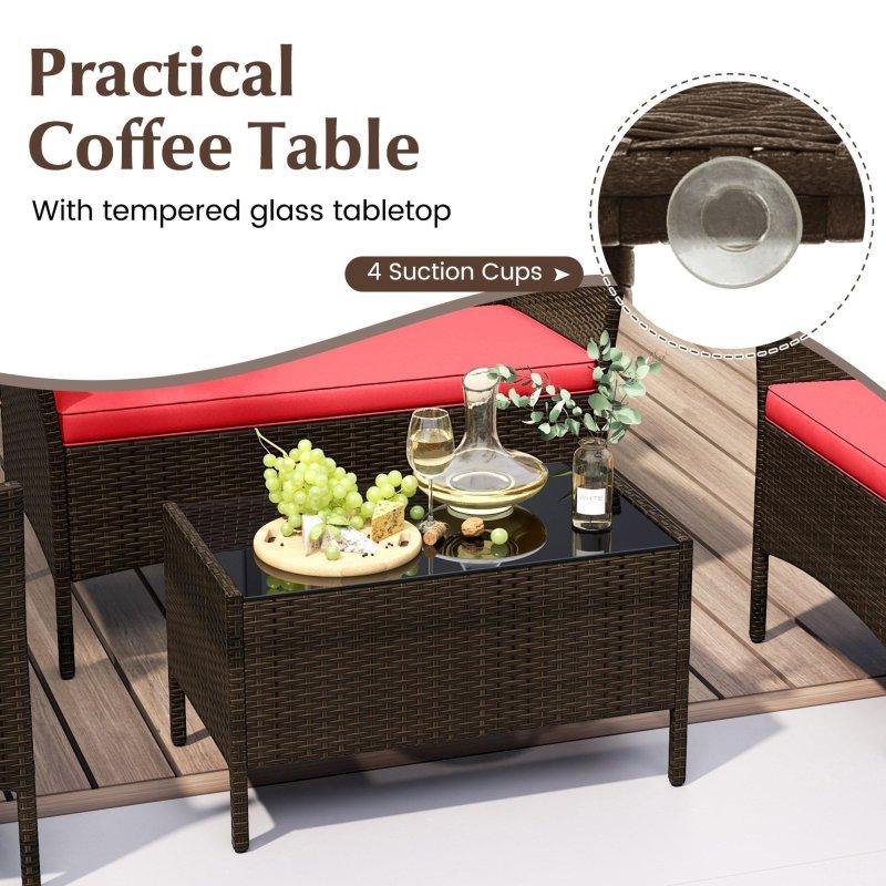 Kahverengi Rattan Minderli 8 Parça Bahçe Takımı - 271210
