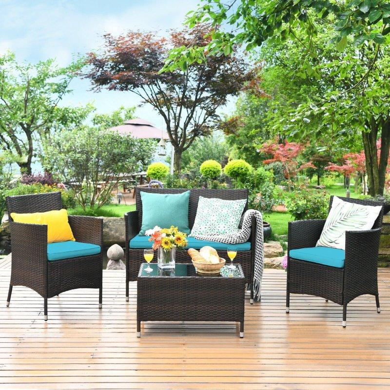 Kahverengi Rattan Minderli 8 Parça Orta Sehpalı Bahçe Takımı - 268468