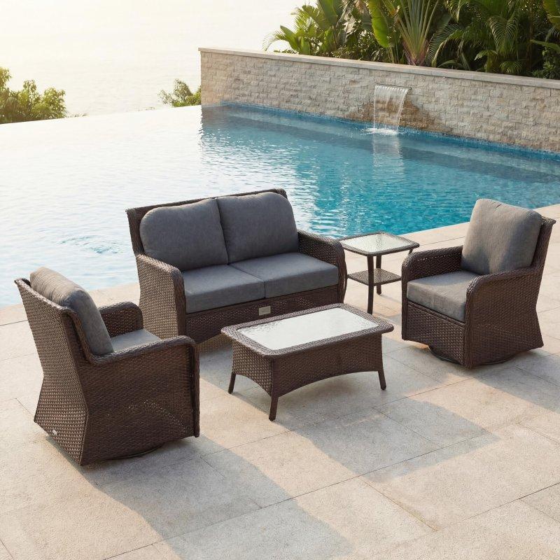 Kahverengi Rattan Minderli Bahçe Takımı - 270886