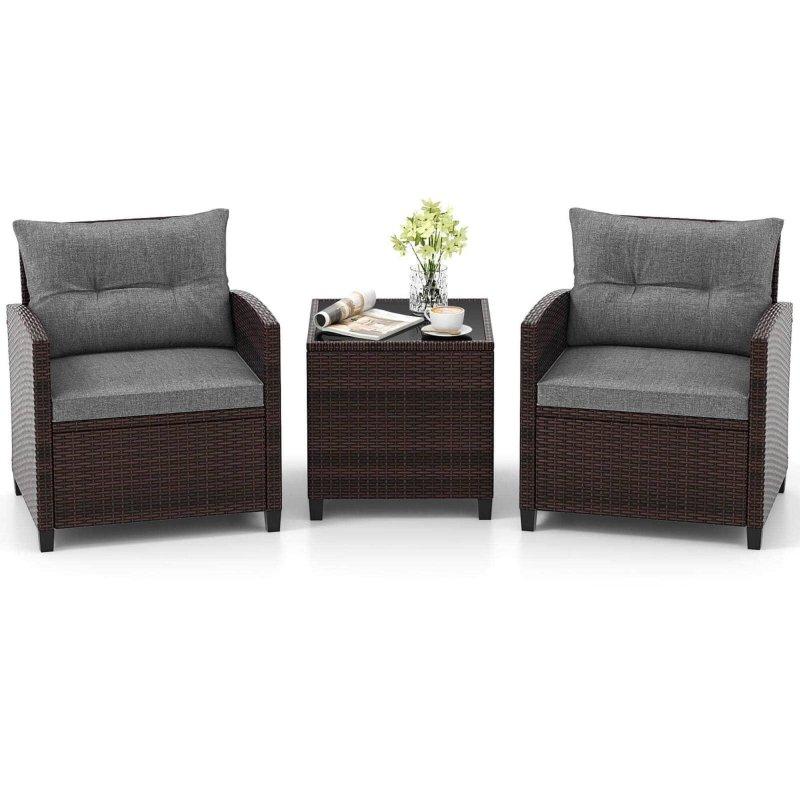 Kahverengi Rattan Minderli Bahçe Takımı - 271049