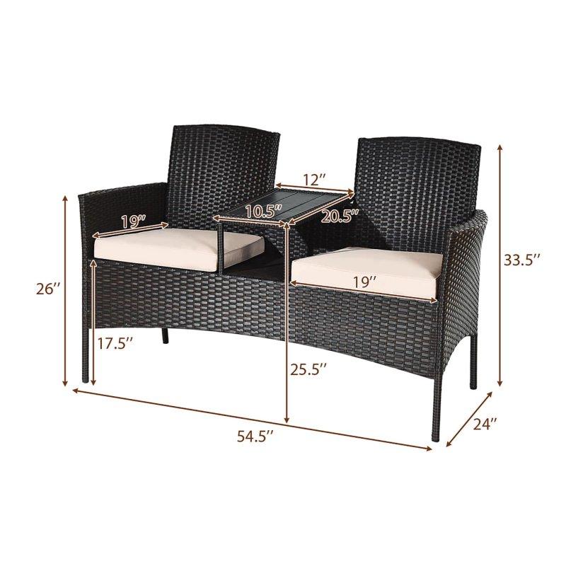 Kahverengi Rattan Minderli Dahili Orta Sehpalı Bahçe Takımı - 139 cm - 271861
