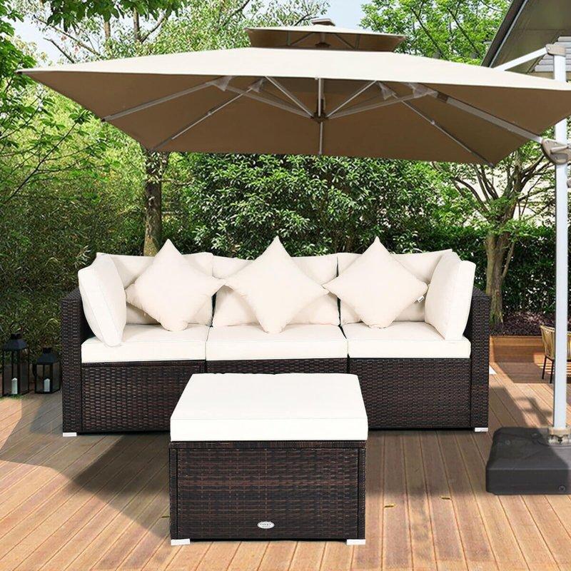 Kahverengi Rattan Minderli Modüler 4 Parça Bahçe Takımı - 269108